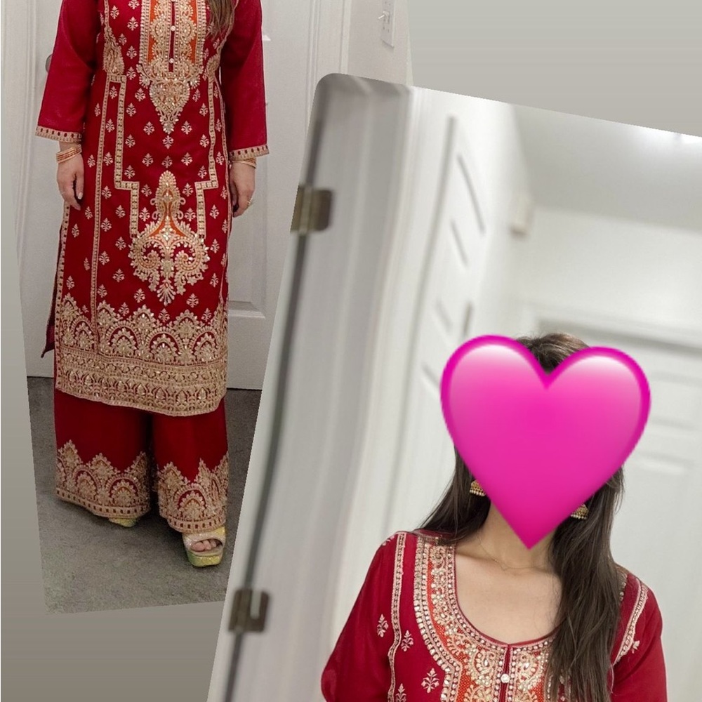 Elegant 2 Piece Red Kurta Dress Size 40
